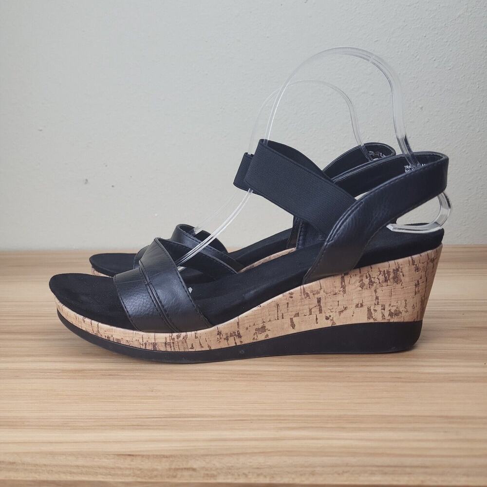 Great Northwest Womens Black Open Toe‎ Wedge Heel Slingback Sandal Size 11 M